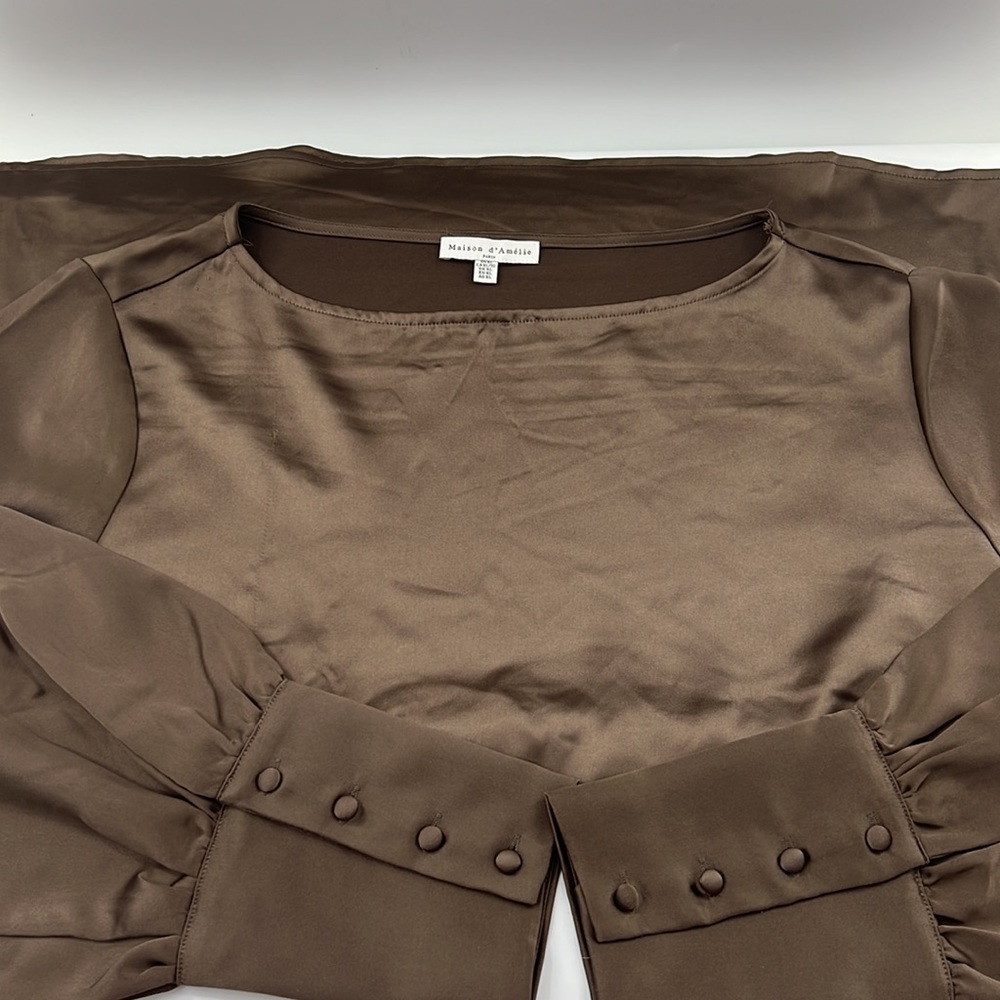 Maison D’Amelie Satin Tunic Length Blouse - Picture 5 of 10